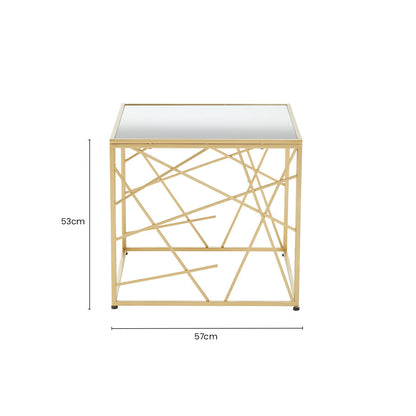 Farran Gold Finish Side Table With Mirror Top