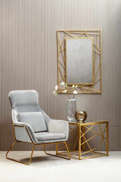 Farran Gold Finish Side Table With Mirror Top