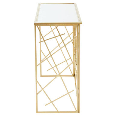 Farran Gold Finish Console Table With Mirror Top