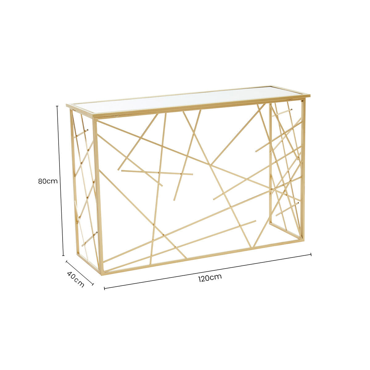 Farran Gold Finish Console Table With Mirror Top