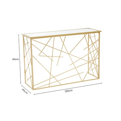 Farran Gold Finish Console Table With Mirror Top