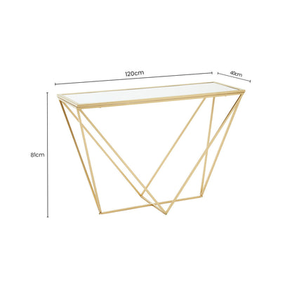 Farran Gold Finish Rectangular Console Table