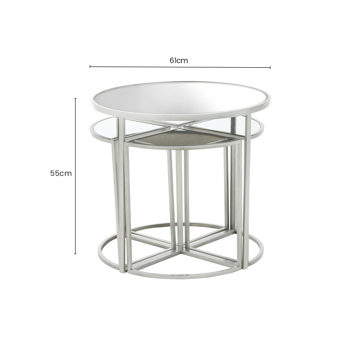 Farran Set of 5 Silver Finish Tables