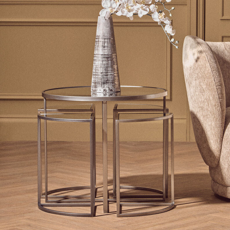 Farran Set of 5 Silver Finish Tables