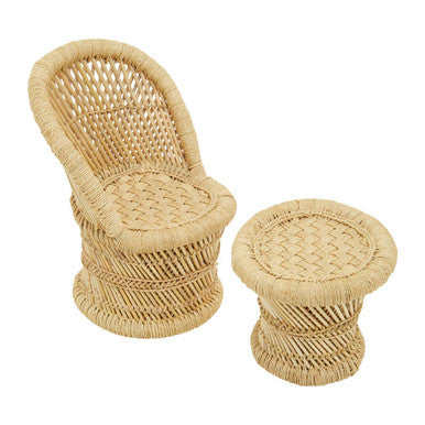 Rowan Childrens Natural Chair And Stool