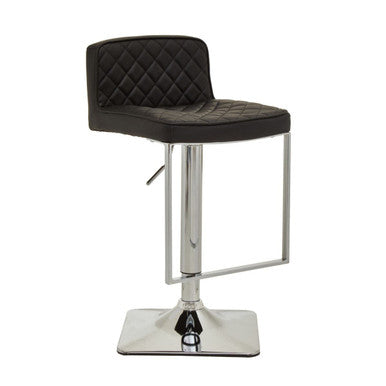 Baina Black And Chrome Bar Stool With Square Base
