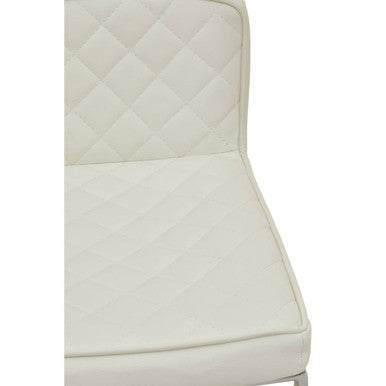 Baina White And Chrome Bar Stool With Square Base
