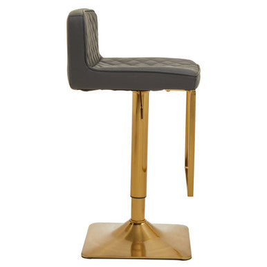 Baina Dark Grey And Gold Square Base Bar Stool