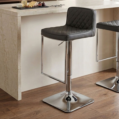 Dark Grey and Chrome Square Base Bar Stool | Baina