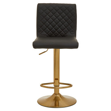 Black and Gold Bar Stool with Round Base | Baina