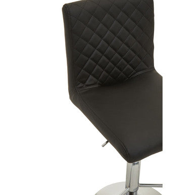 Baina Black And Chrome Bar Stool With Round Base
