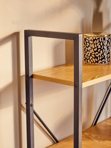 Laxton Light Oak Effect Desk With Shelves