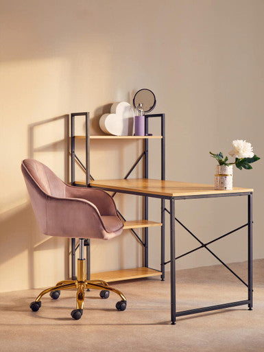 Laxton Light Oak Effect Desk With Shelves