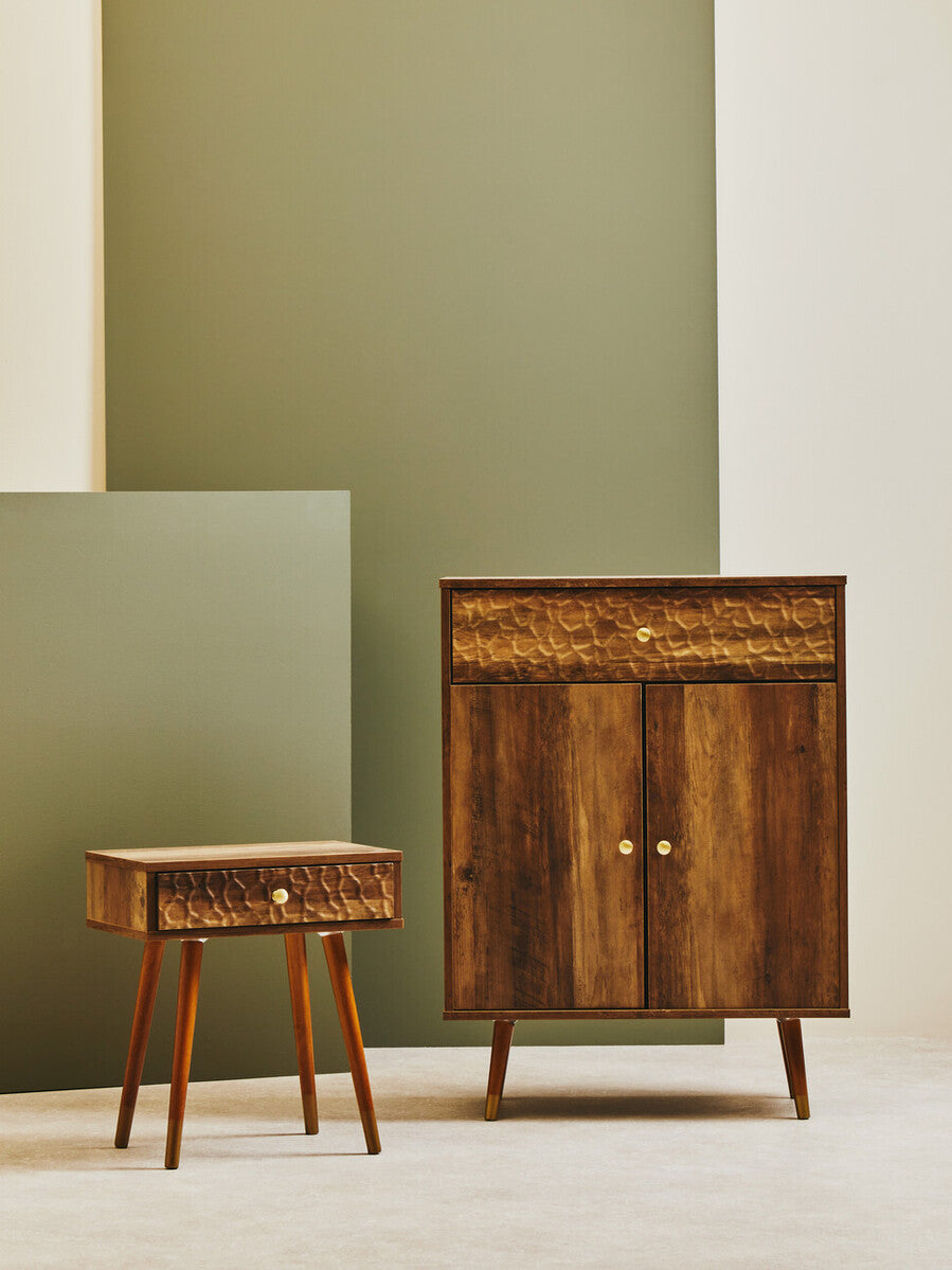 Frida Wood Veneer Bedside Table with 1 Drawer