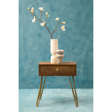 Flori 1 Drawer Draw Side Table with Hairpin Legs