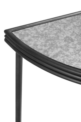 Xania Antique Mirrored Glass Half Moon Console Table