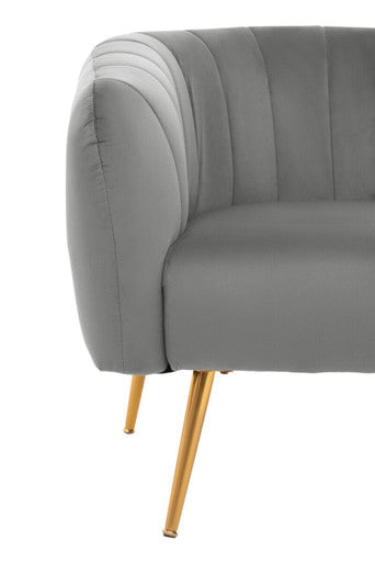 Larissa Grey Velvet Channel Tufted Accent Chair