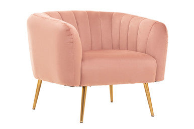 Larissa Pink Velvet Channel Tufted Accent Chair