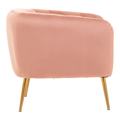 Larissa Pink Velvet Channel Tufted Accent Chair