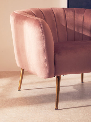 Larissa Pink Velvet Channel Tufted Accent Chair