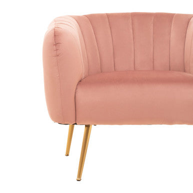 Larissa Pink Velvet Channel Tufted Accent Chair