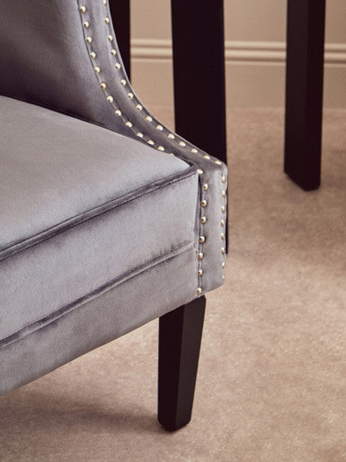 Larissa Grey Velvet Studded Chair