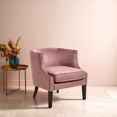 Larissa Pink Velvet Studded Chair