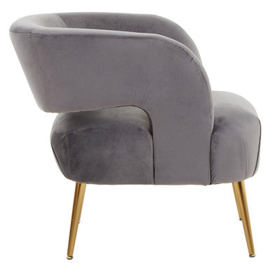 Larissa Grey Velvet Curved Accent Chair