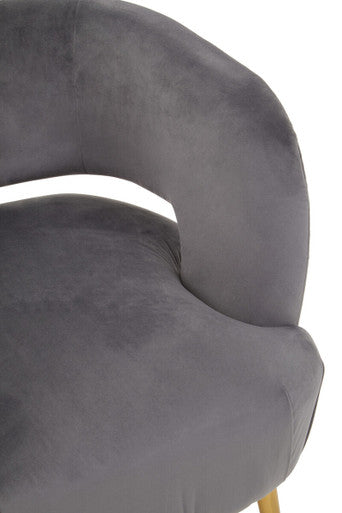 Larissa Grey Velvet Curved Accent Chair