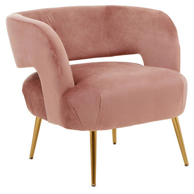 Larissa Pink Velvet Curved Accent Chair