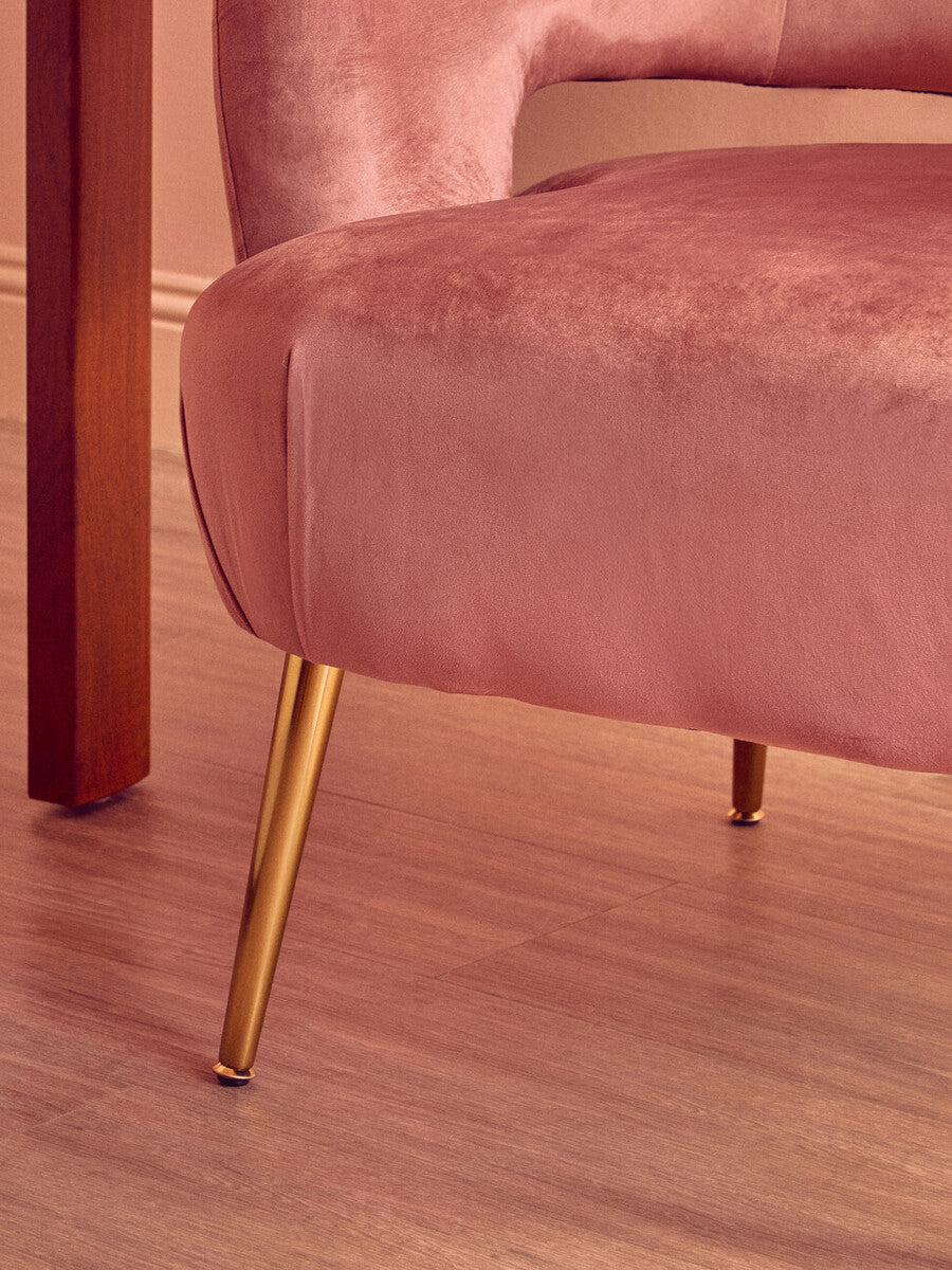 Larissa Pink Velvet Curved Accent Chair
