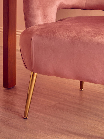 Larissa Pink Velvet Curved Accent Chair