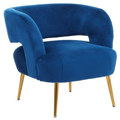Larissa Blue Velvet Curved Accent Chair