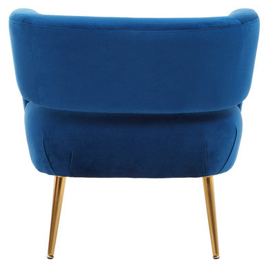 Larissa Blue Velvet Curved Accent Chair