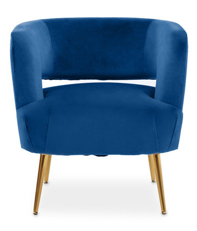 Larissa Blue Velvet Curved Accent Chair