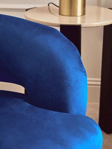 Larissa Blue Velvet Curved Accent Chair