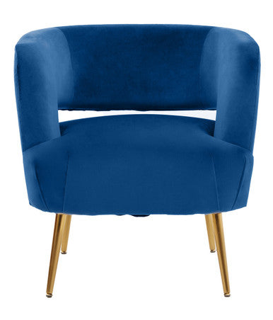 Larissa Blue Velvet Curved Accent Chair
