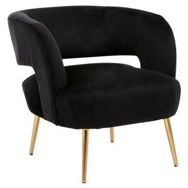 Larissa Black Velvet Curved Accent Chair