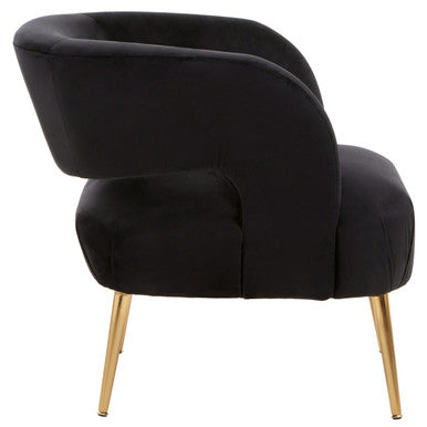Larissa Black Velvet Curved Accent Chair