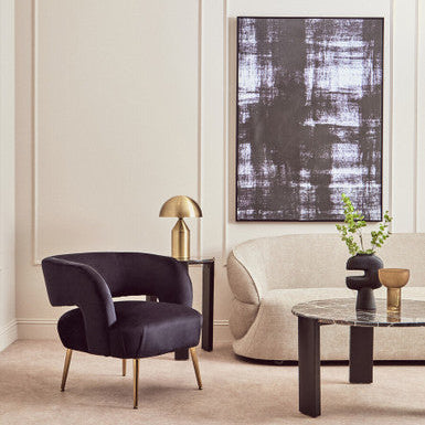 Larissa Black Velvet Curved Accent Chair