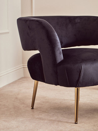 Larissa Black Velvet Curved Accent Chair