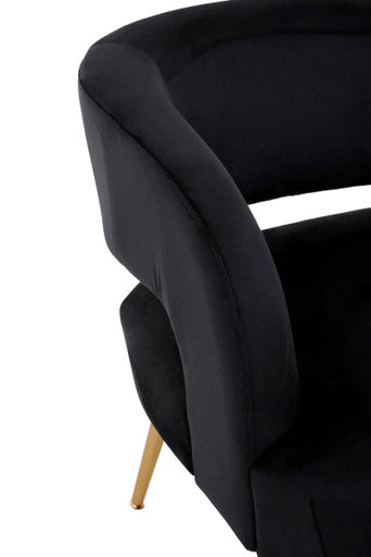 Larissa Black Velvet Curved Accent Chair