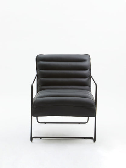 New Foundry Leather Effect Black Chair