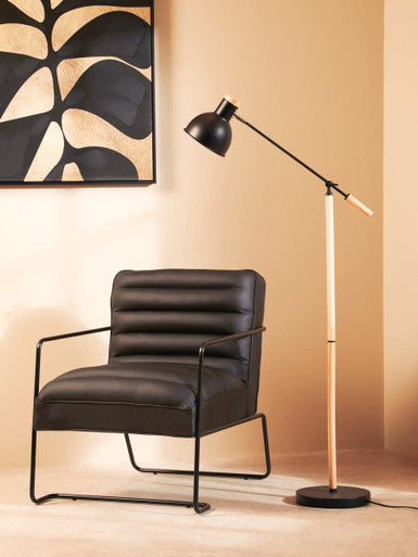 New Foundry Leather Effect Black Chair