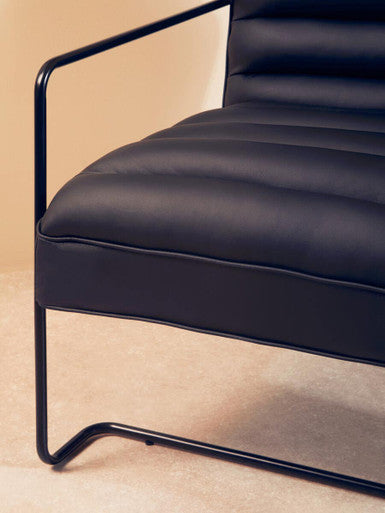 New Foundry Leather Effect Black Chair