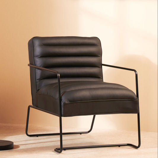 New Foundry Leather Effect Black Chair
