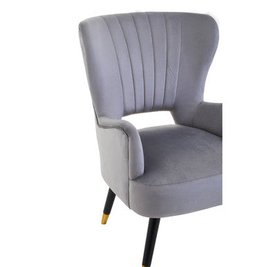 Loretta Grey Velvet Cut Out Back Chair