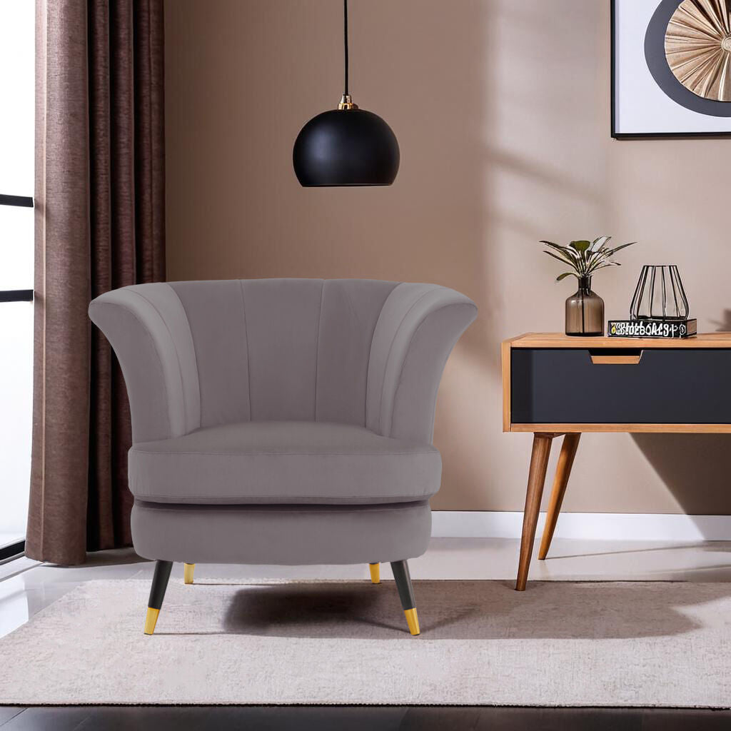 Loretta Mink Velvet Curved Accent Chair