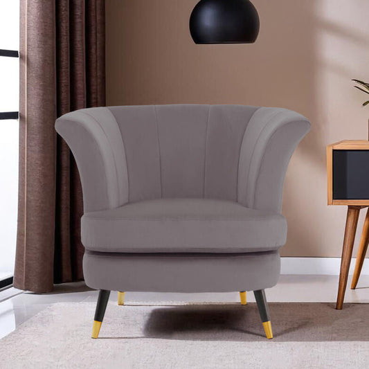 Loretta Mink Velvet Curved Accent Chair
