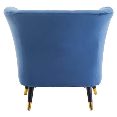 Loretta Midnight Blue Velvet Curved Accent Chair